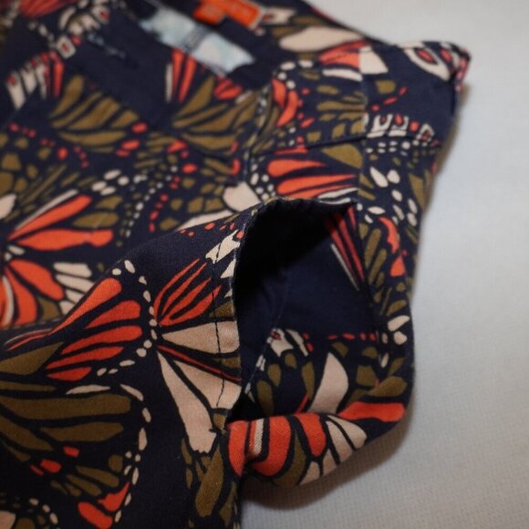 Modcloth Lifestyle Stretch Monarch Butterfly Print Crop Pants XS Artistic Floral - Picture 7 of 8